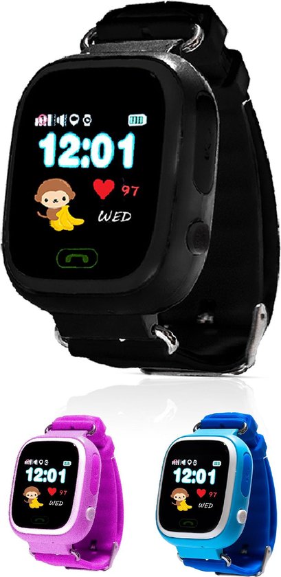 Loayz Kinder Smartwatch Horloge GPS met Simkaart- Zwart - GPS & WIFI met Belfunctie - GPS Horloge Kind - Smartwatch Kids